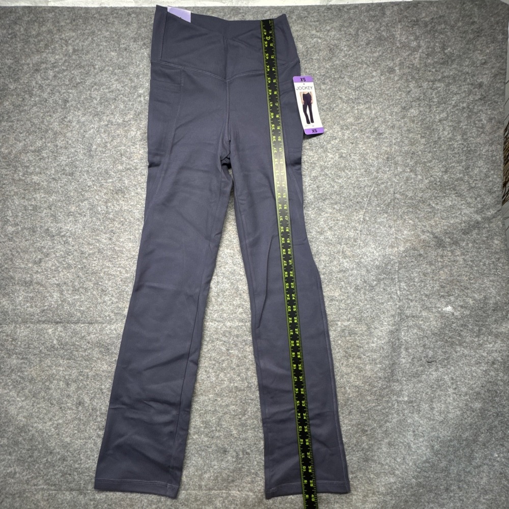 Jockey Womens‎ Crosswaist Yoga Pants Charcoal Gray High Rise Pockets XS JL0899 - Picture 2 of 9